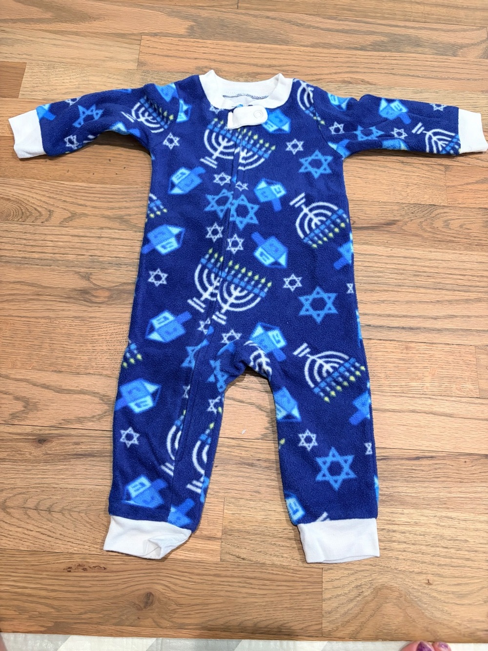 Baby girl fleece Hanukkah pajamas with zipper